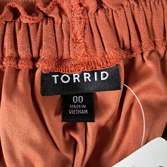 Torrid Tie Front Slit Maxi Dress Crosshatch Woven Orange Rust Size 00 M/L - Picture 8 of 12
